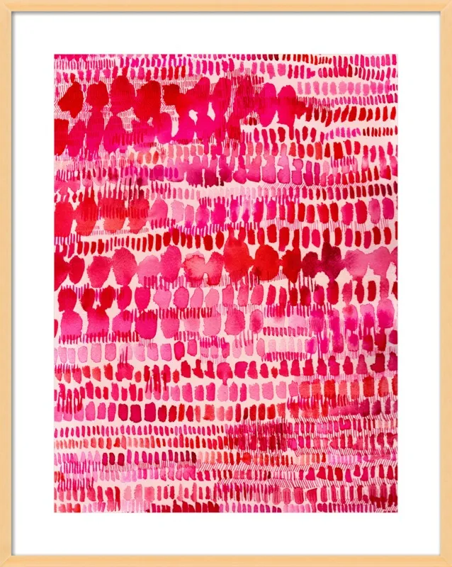 Pink and Red Watercolor Patterns Wall Art  by Paula Mills for Artfully Walls