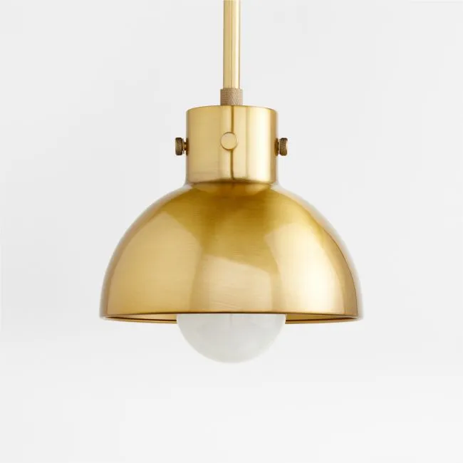 Dakota Brass Pendant Light with Small Brass Dome 7.5"