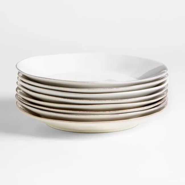 Marin White Stoneware Dinner Plates, Set of 8