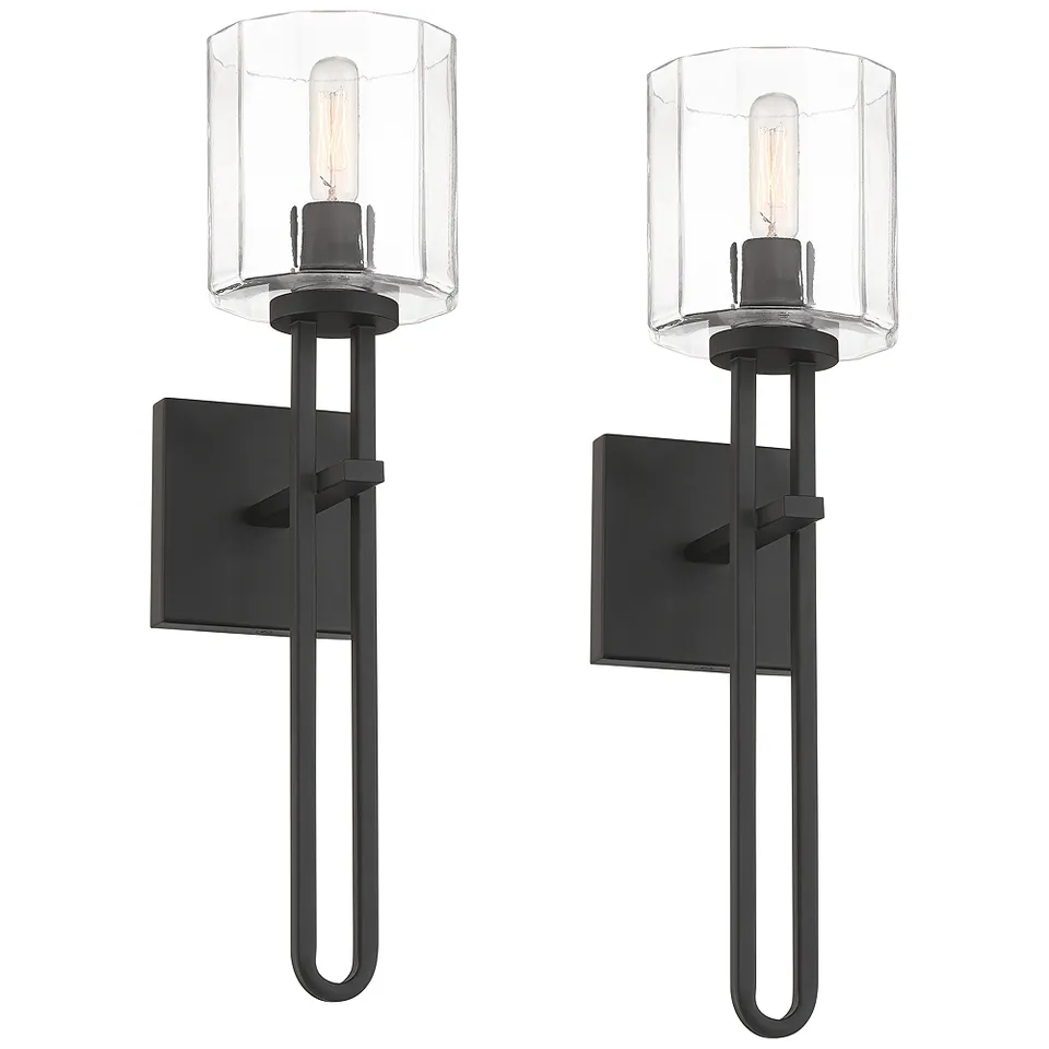 Possini Euro Katrina 17 1/2" High Black Wall Sconce Set of 2