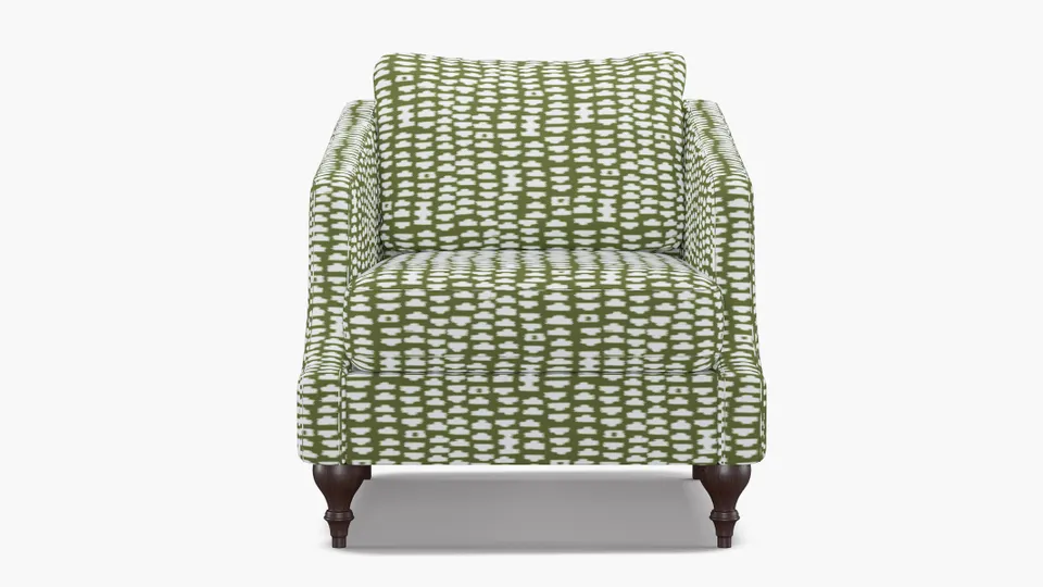 Slope Arm Chair, Olive Odalisque, Espresso Turned Wood Leg