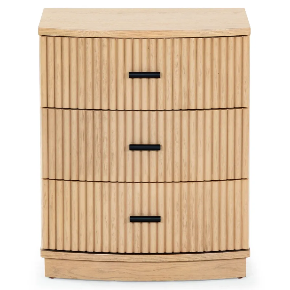 Shelbie 3 Drawer Nightstand - Oak/Black