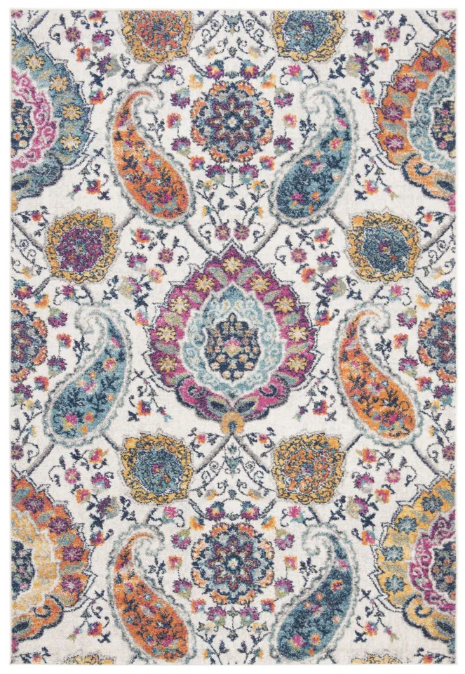 Arlo Home Woven Area Rug, MAD600B, Cream/Multi,  6' 7" X 9' 2"