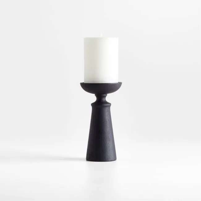 Izumo Ebonized Wood Pillar Holder 6.5"