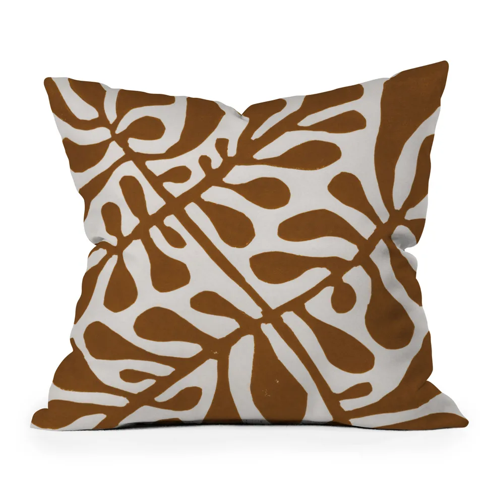 Linocut Plant 2 by Alisa Galitsyna - Indoor Throw Pillow 20" x 20"