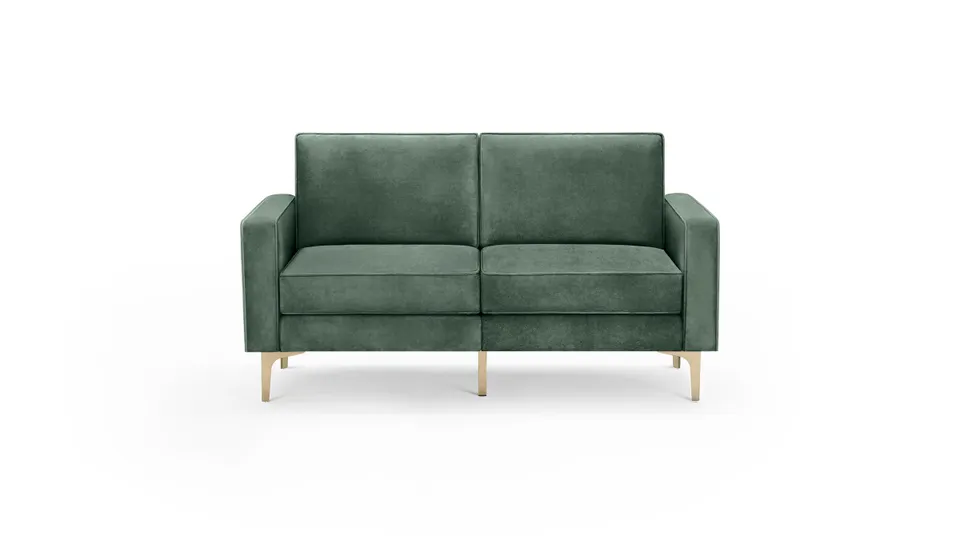 Nomad Velvet Loveseat - Jade - Performance Velvet / Brass - Metal