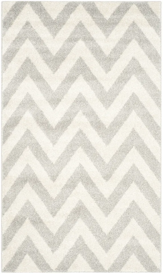 Arlo Home Indoor/Outdoor Woven Area Rug, AMT419B, Light Grey/Beige,  4' X 6'
