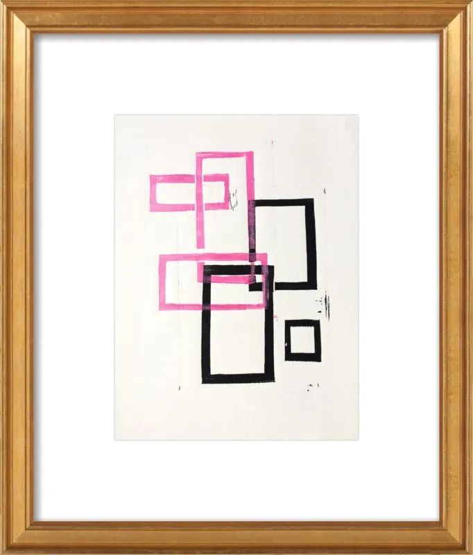 Pink and Black Geometric Squares x2 by Stacy Rajab for Artfully Walls