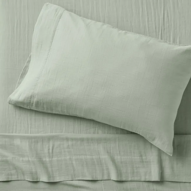 Supersoft Soft Green 100% Organic Cotton Gauze Kids Twin Sheet Set