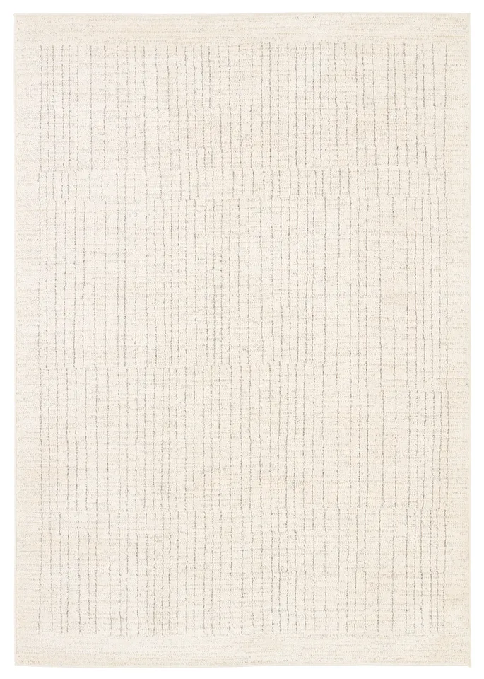 Label J Withe ZIY03 Striped Ivory and Gray Area Rug (6'x9')
