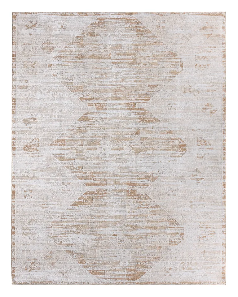 Pandra ZAR07 Geometric Tan/Ivory Area Rug (6'X9')
