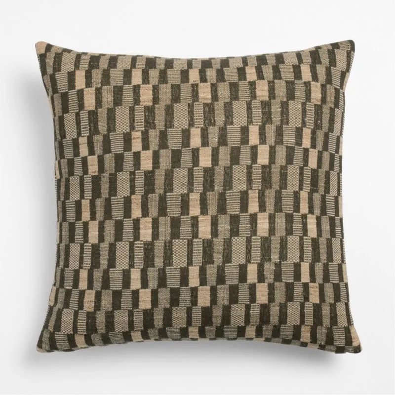 Aldsworth Cotton Silk Blend 23"x23" Burnt Green Throw Pillow Cover