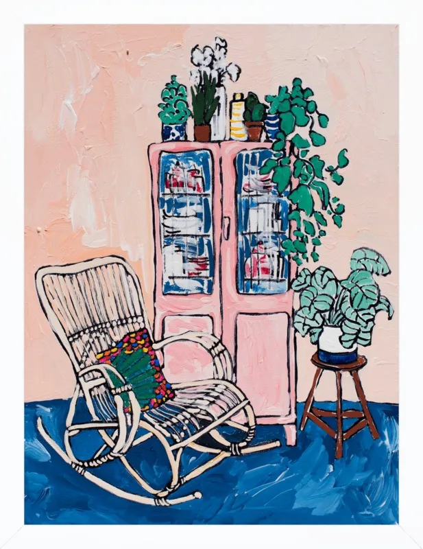 Rocking Chair In Pink Interior by Lara Lee Meintjes for Artfully Walls