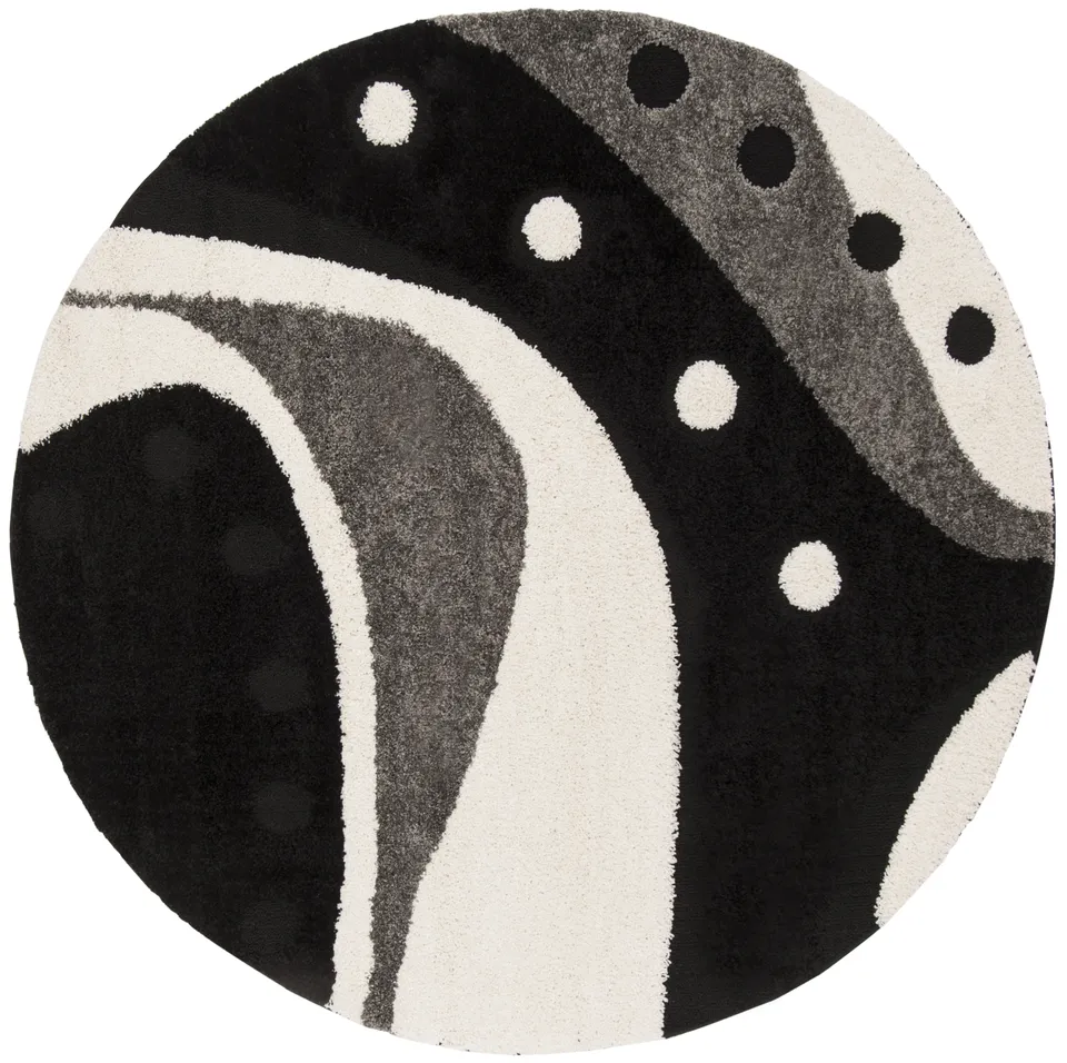 Arlo Home Woven Area Rug, SG473-9012, Black/Ivory,  6' 7" X 6' 7" Round