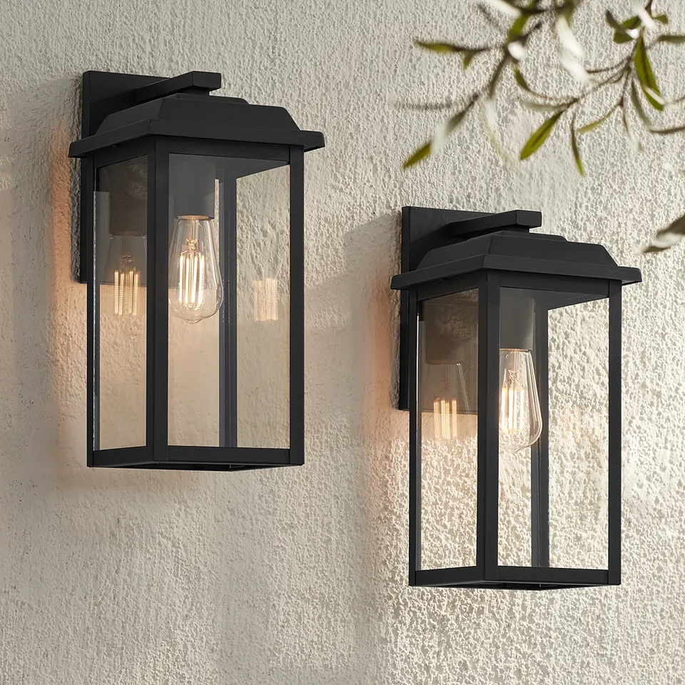 John Timberland Eastcrest 15 1/4" Black Outdoor Lights Set of 2