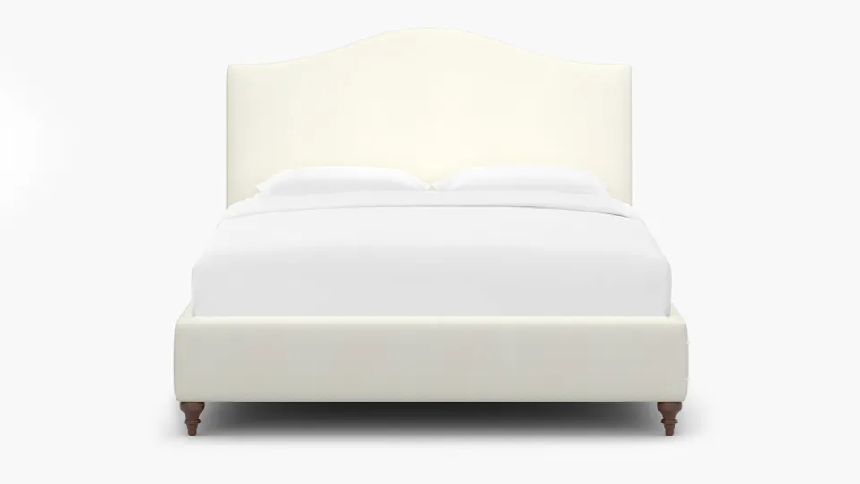 Camelback Bed, Sheepskin, Walnut Traditional Turned Leg, King