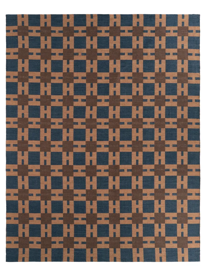 Amren RYT03 Handwoven Indoor/Outdoor Geometric Brown/Blue Area Rug (18" Swatch)
