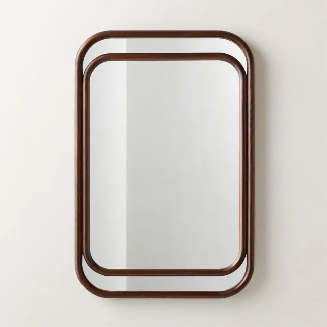 Ismo Brown Wood Rectangular Wall Mirror 24"x36"