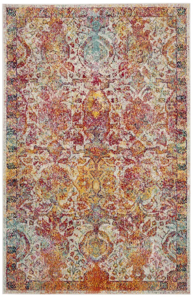 Arlo Home Woven Area Rug, CRS505A, Light Blue/Orange,  4' X 6'