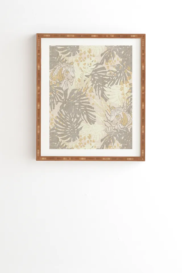 Jungle Tiger Linen by Holli Zollinger - Framed Wall Art Bamboo 20" x 20"