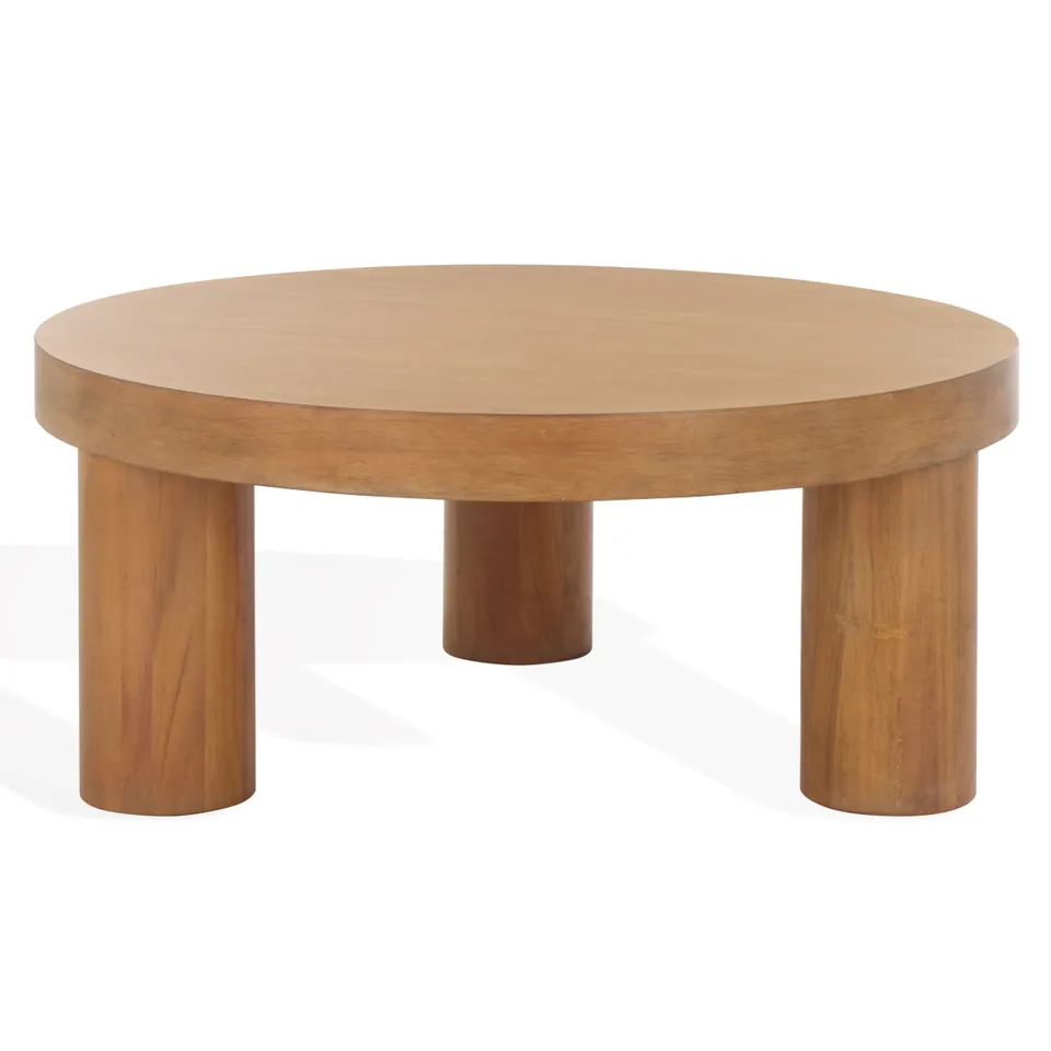 Bary Round 3 Leg Wood Coffee Table - Natural