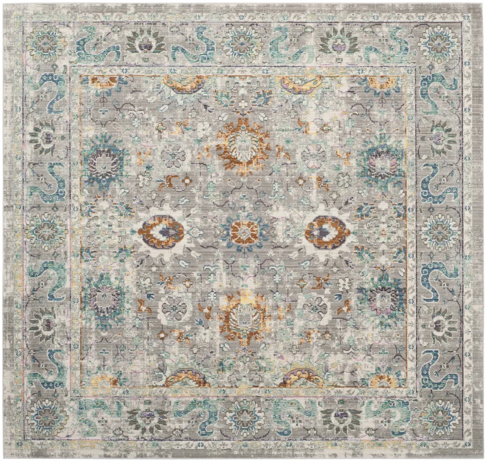 Arlo Home Woven Area Rug, MYS924R, Grey/Multi,  6' 7" X 6' 7" Square