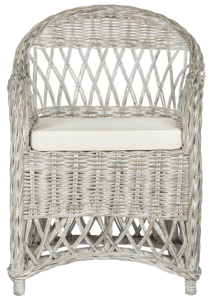 Inez Wicker Club Chair - White Wash