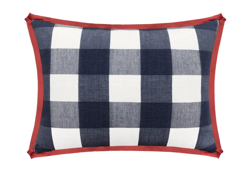 THE MINI :: CHARLESTON CHECK // NAVY BLUE - SWATCH 4" X 4" / CORDING / Apple Red