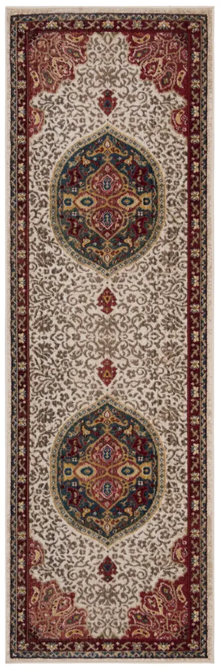Arlo Home Woven Area Rug, KSN302D, Ivory/Red,  2' 6" X 8'