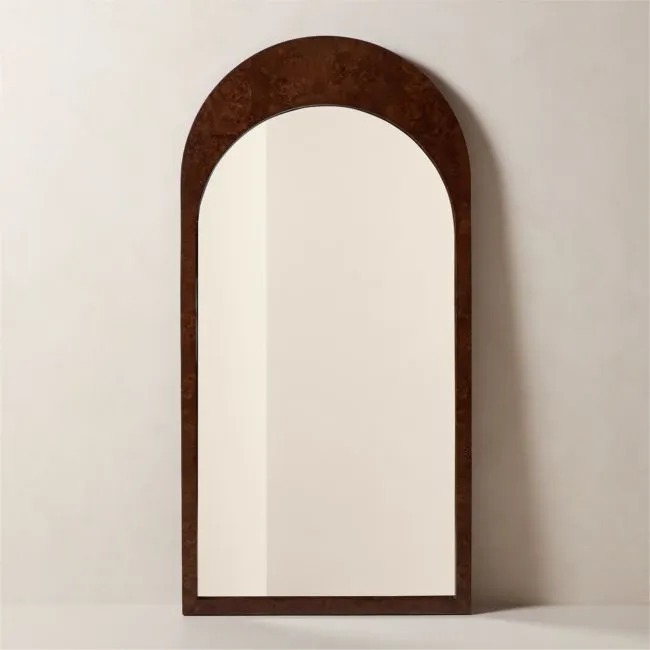 Ria Burl Wood Arched Floor Mirror 36"x72"