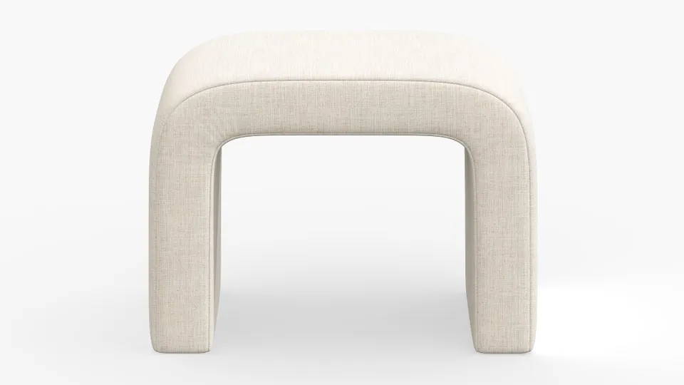 Waterfall Ottoman, Talc Everyday Linen