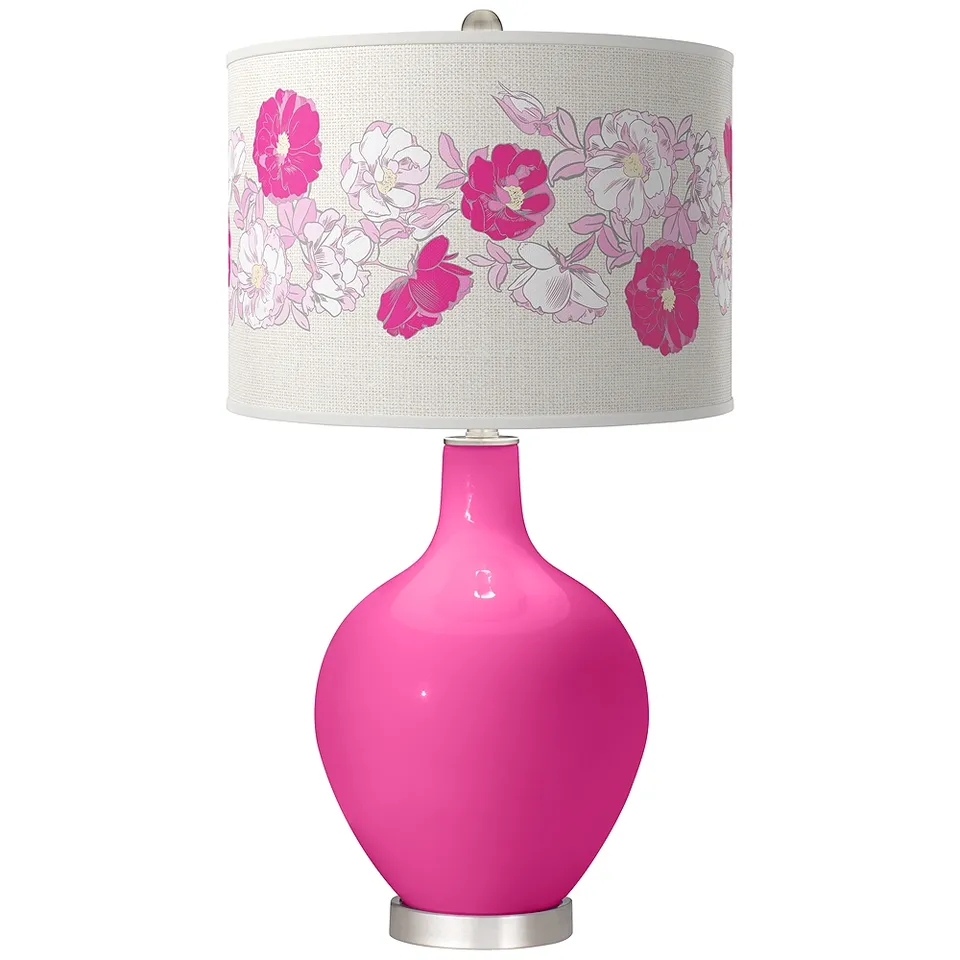 Color Plus Ovo 28 1/2" Rose Bouquet Fuchsia Pink Table Lamp