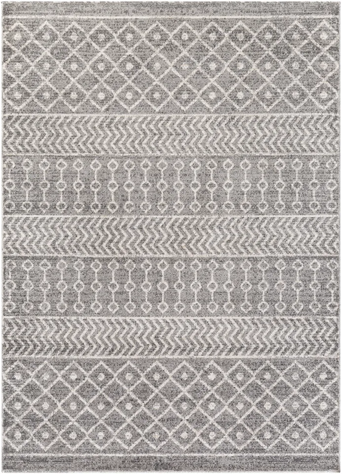 Positano Gray Indoor 6'7" x 9' Machine Woven Rug