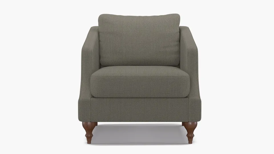 Slope Arm Chair, Putty Everyday Linen, Walnut Turned Wood Leg