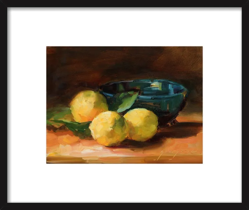 Lemons and Blue Bowl by Georgesse Gomez for Artfully Walls