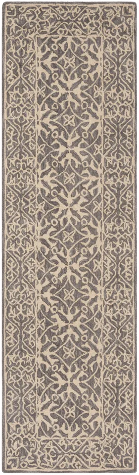 Arlo Home Hand Hooked Area Rug, SZN101A, Grey/Beige,  2' 3" X 8'