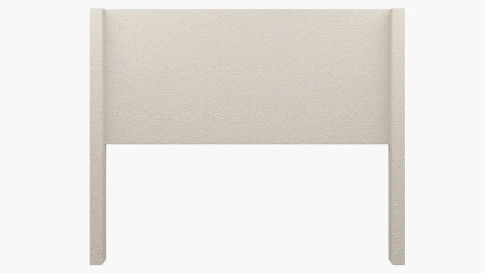Modern Wingback Headboard, Snow Boucle, Queen