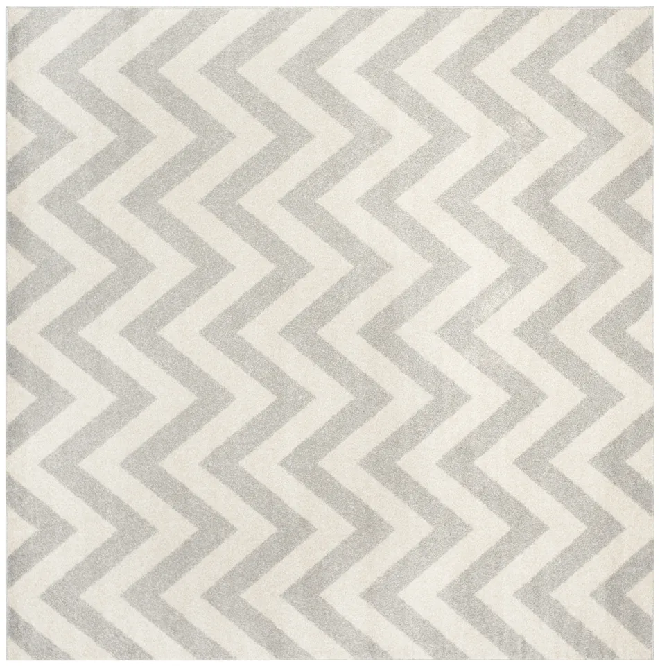 Arlo Home Indoor/Outdoor Woven Area Rug, AMT419B, Light Grey/Beige,  9' X 9' Square
