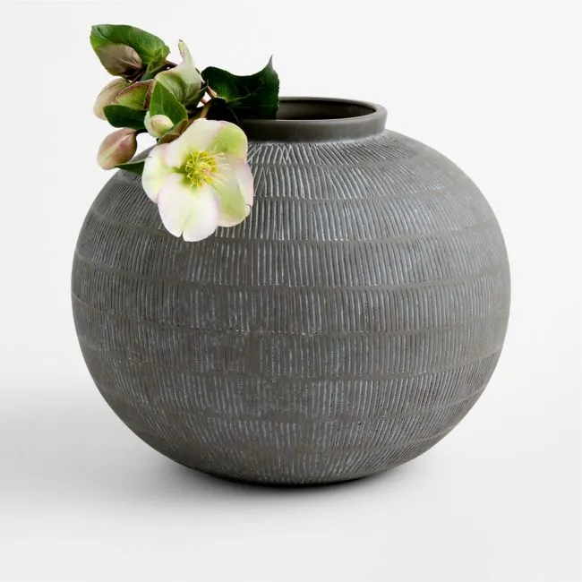 Hawthorne Small Black Round Vase 10"