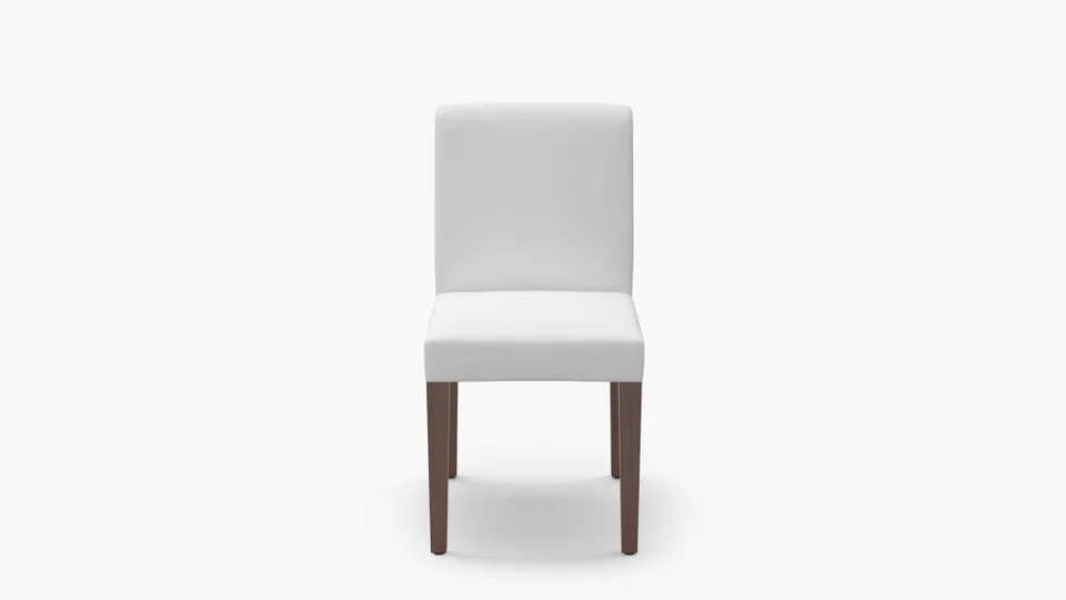 Signature Dining Chair, White Twill, Walnut Square Tapered Leg
