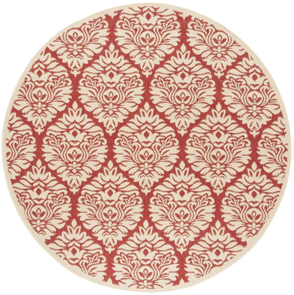 Arlo Home Indoor/Outdoor Woven Area Rug, LND135Q, Red/Cream,  6' 7" X 6' 7" Round