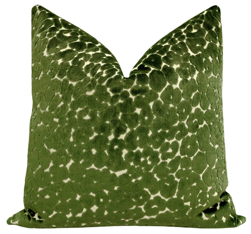 LEOPARD CUT VELVET // OLIVE - 26" X 26"