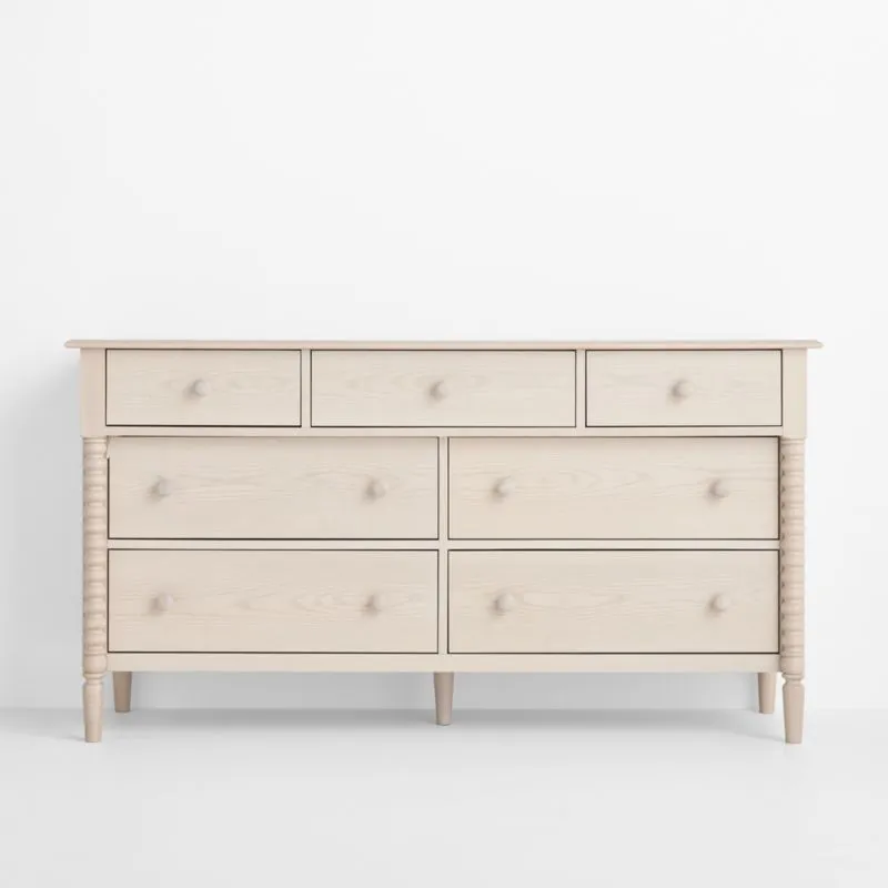 Jenny Lind 62" Washed Natural Extra Wide 7-Drawer Kids Dresser