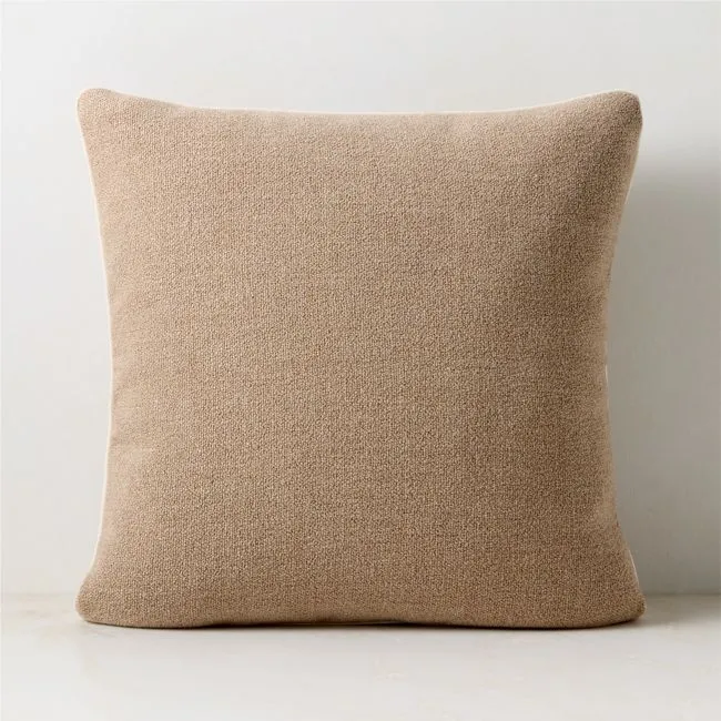 Strada Natural Woven Italian Wool Throw Pillow with Feather-Down Insert 20"x20"