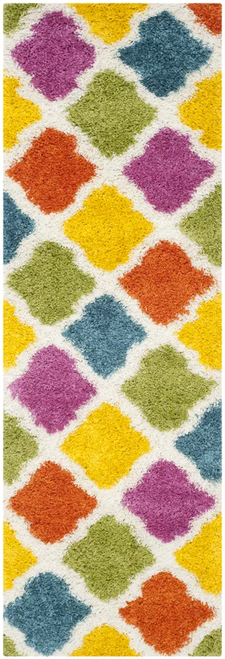 Arlo Home Woven Area Rug, SGK562A, Ivory/Multi,  2' 3" X 9'