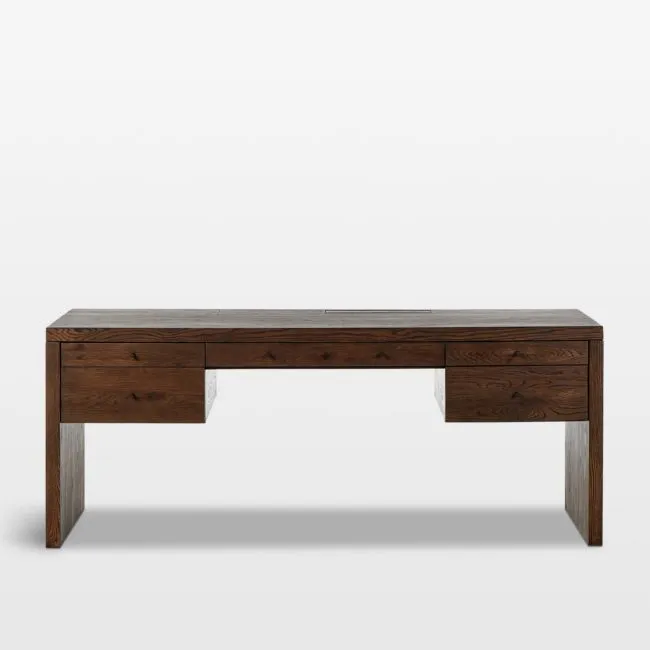 Donley 78" Umber Oak Wood Desk with Wirelsss Charging