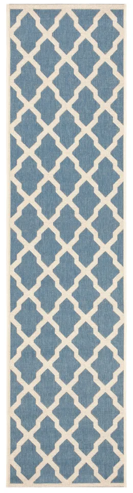 Arlo Home Indoor/Outdoor Woven Area Rug, LND122M, Blue/Cream,  2' X 8'