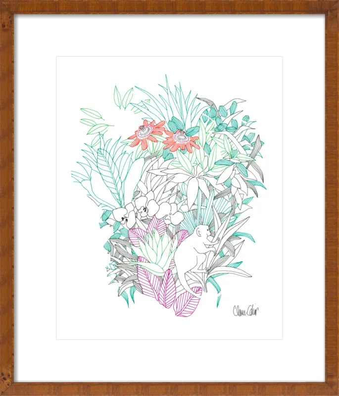 Passionflowers, orchids and the squirrel monkey  by Claire Colin for Artfully Walls