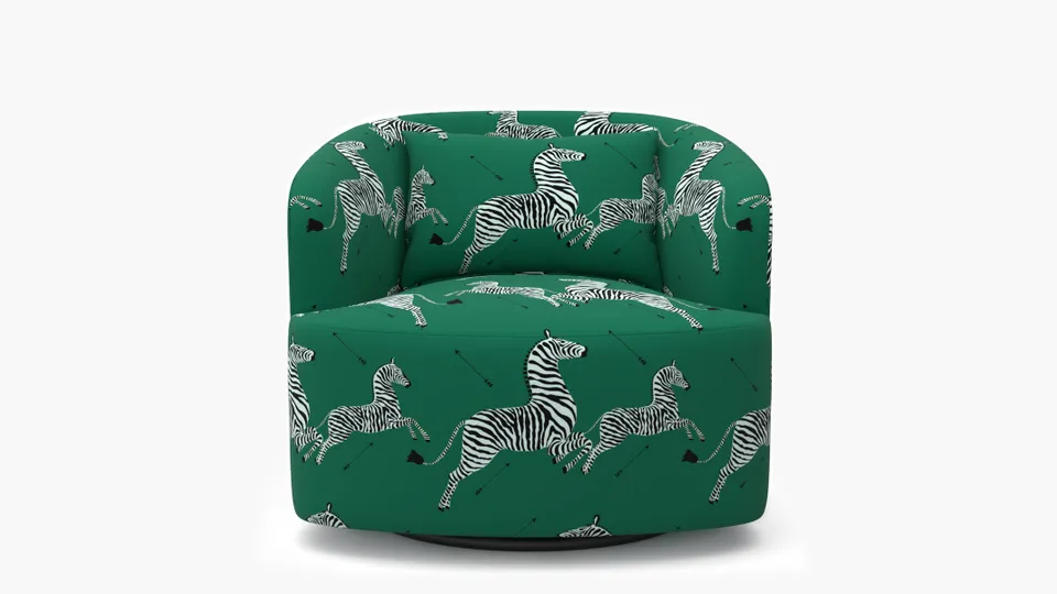 Deco Swivel Chair, Emerald Zebra