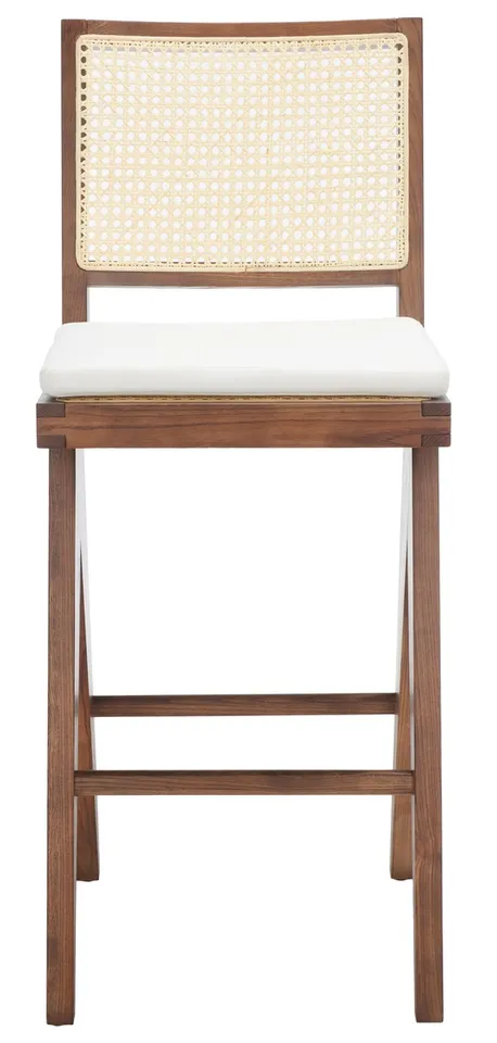 Colette Rattan Barstool - Walnut/Natural